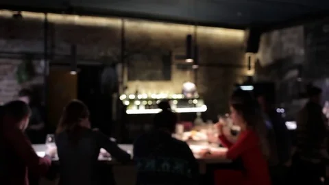 Blurred Crowded Dark Bar Stock Footage