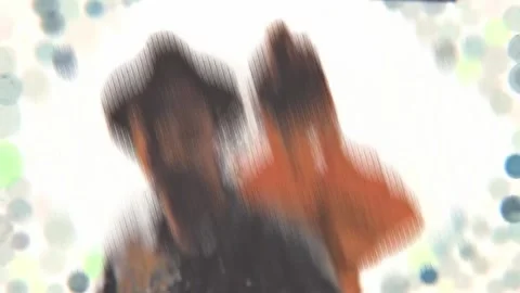 Blurred dancers waving hands inside rings of colored dots Stock Footage 346778430
