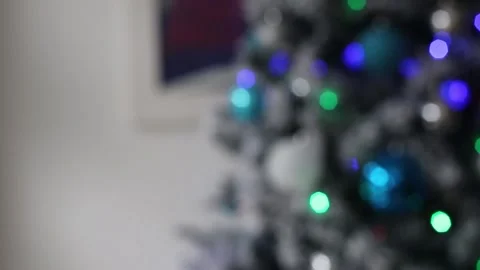 Blurred decorated christmas tree video. close up Stock Footage 144122781