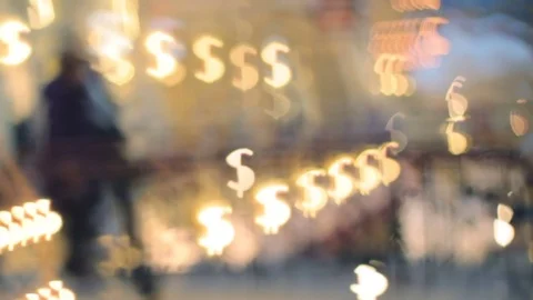 Blurred (defocus effect) indoor scene with bokeh light as dollar shape Stock Footage 82414474