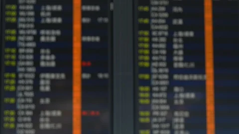 Blurred defocused flight information board. international airport terminal Stock Footage 119989871