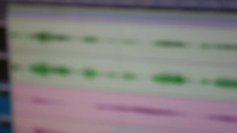 Blurred Digital Audio Workstation Playback Angle Shot Video stock 96794366