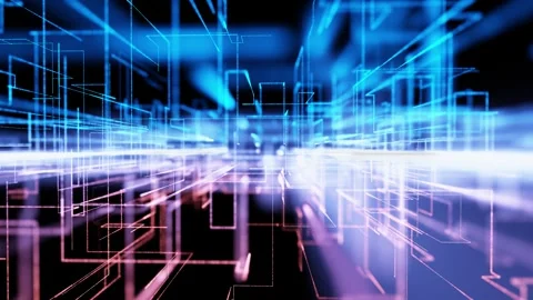 Blurred digital lines travel loop animation background Stock Footage 340590429