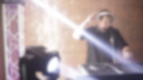 Blurred dj with light effects and lights Stock Footage 157307745