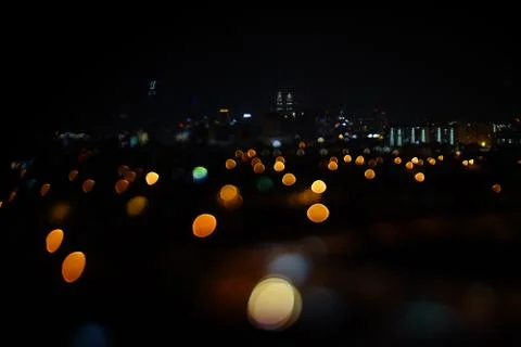 Blurred dramatic night view of city Stock Photos