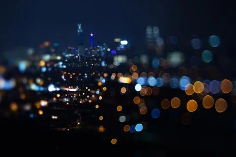 Blurred dramatic night view of city Stock Photos