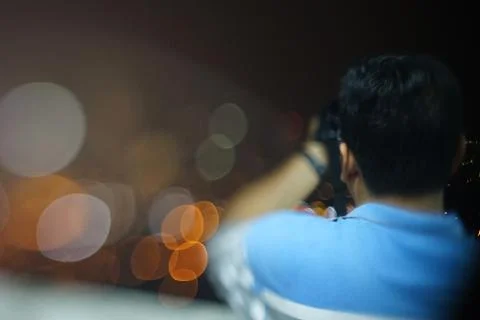 Blurred dramatic night view of city Stock Photos