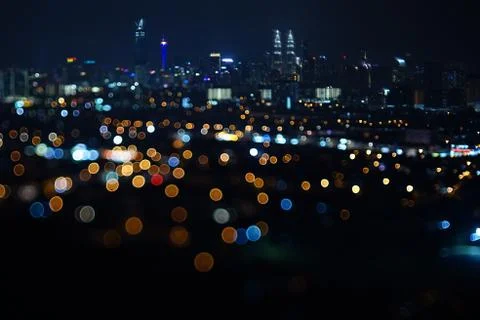 Blurred dramatic night view of city Stock Photos