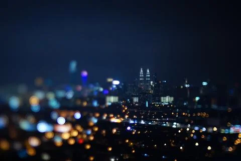 Blurred dramatic night view of city Stock Photos
