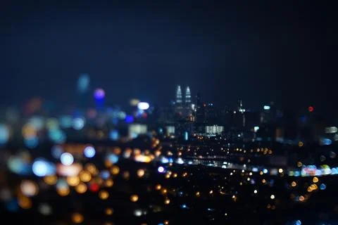 Blurred dramatic night view of city Stock Photos