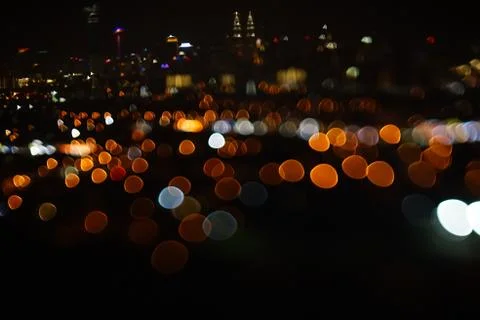 Blurred dramatic night view of city Stock Photos