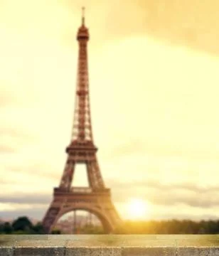 Blurred of eiffel tower in Paris Stock Photos