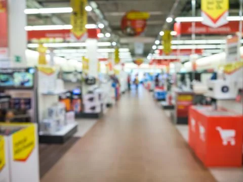 Blurred eletronic department store Stock Photos