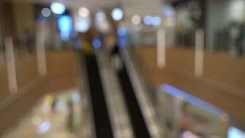 Blurred escalators and elevator in the shopping mall. Stock Footage 322112018