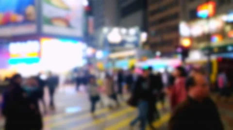 Blurred fast speed video of crowded city street. Hong Kong Video stock 59799109