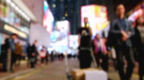 Blurred fast speed video of crowded city street. Hong Kong Stock Footage 59799175