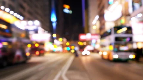 Blurred fast speed video of crowded city street. Hong Kong Stock Footage 59799542