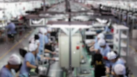 Blurred Female Workers Assembling Products In Factory Timelapse - 4K Stock Footage 346111960