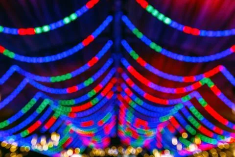 Blurred Festive Lights For Background Use Stock Photos
