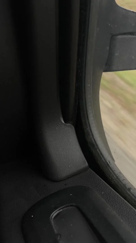 Blurred fields and horizon seen from inside vehicle during travel Stock Footage 335366893