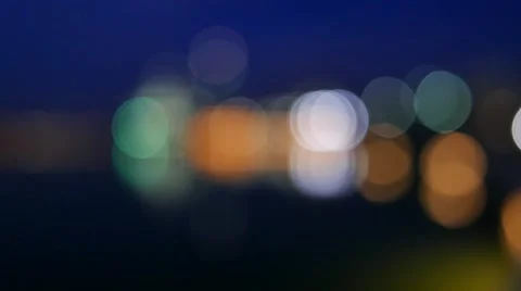 Blurred to focus of City Lights with reflection Stock Footage 57822255