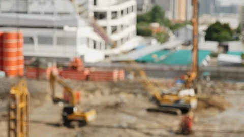 Blurred footage: Contractor is working. By using machines to work Stock Footage 112918105