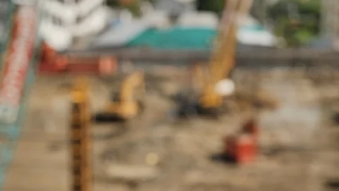 Blurred footage: Contractor is working. By using machines to work, whether it Stock Footage 112918474