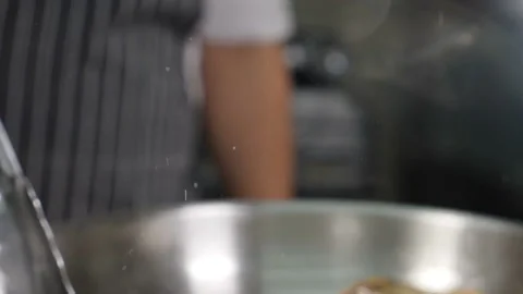 Blurred footage with copy space for writing text. Cooking concept in restaurant Stock Footage 122054331