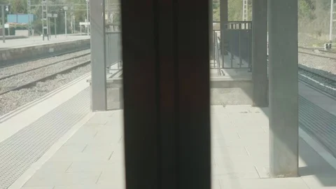 Blurred FPV view of going down in lift. Doors open when it stops Stock Footage 116718033