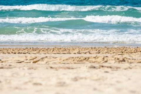 Blurred the front background of the warm seaside on a sunny day Stock Photos