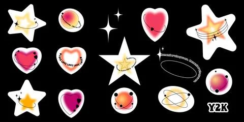 Blurred gradient shapes in 2K style with linear shapes and blurred elements.. Stock Illustration