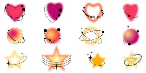 Blurred gradient shapes in 2K style with linear shapes and blurred elements.. Ilustración de archivo