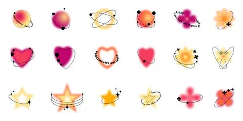 Blurred gradient shapes in 2K style with linear shapes and blurred elements.. Stock Illustration