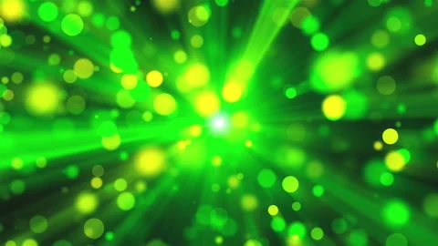 Blurred green lights as sun rays and shine particles with bokeh effect, 3d Video stock 104694407