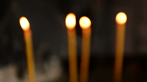 Blurred group of four candles Video stock 43382823