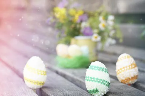 Blurred happy easter background with copy space Stock Photos