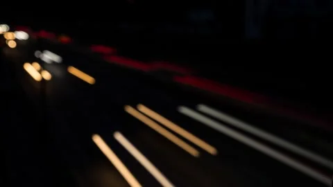 Blurred headlights on the road, time lapse, evening, many cars Stock Footage 170721720