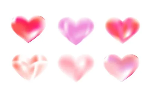 Blurred heart shapes vector illustrations. Gradient trendy y2k aestethic desi イラスト素材