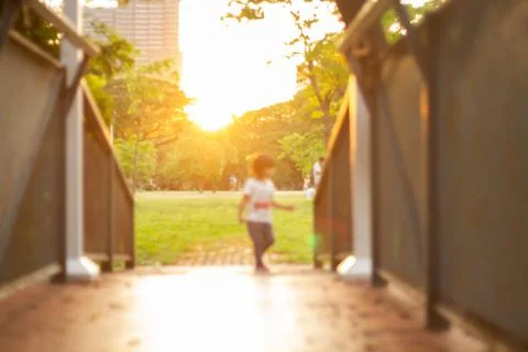 Blurred image, about 3-4 years old, wearing a short-sleeved shirt, long pants Stock Photos