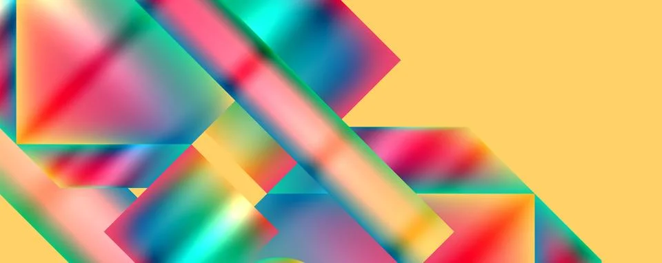 A blurred image of a colorful geometric pattern on a yellow background Illustrazione stock