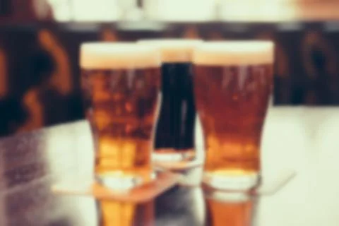 Blurred image of cool drinks in cafe with bokeh Stock Photos