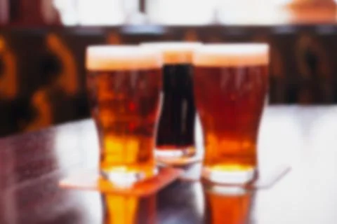 Blurred image of cool drinks in cafe with bokeh Stock Photos