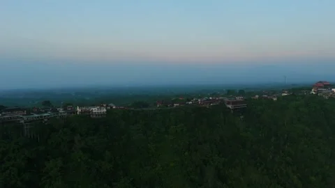 A blurred image of a forest with a blue sky in the background Stock Footage 265448079