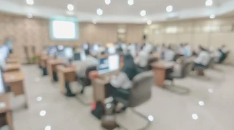 Blurred image. The implementation of computer based Test for employees Stock Photos