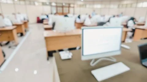 Blurred image. The implementation of computer based Test for employees Stock Photos