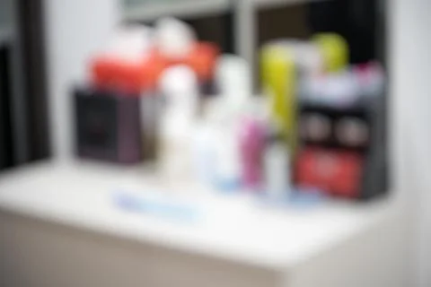 Blurred image on make up table Foto stock