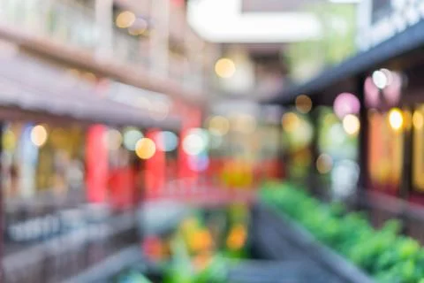 Blurred image of mall shop  with beautiful bokeh from the lights Stock Photos