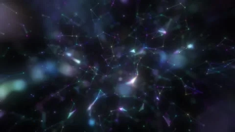 Blurred image of a moving polygonal neon structure. Seamless loop. Stock Footage 158522679
