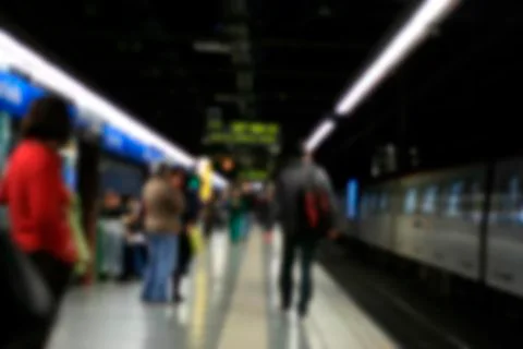 Blurred image of people going to work on the queue line or queuing in rush hour Stock Photos