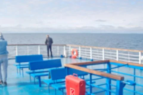 Blurred image of people on the open deck of the ship Stock Photos